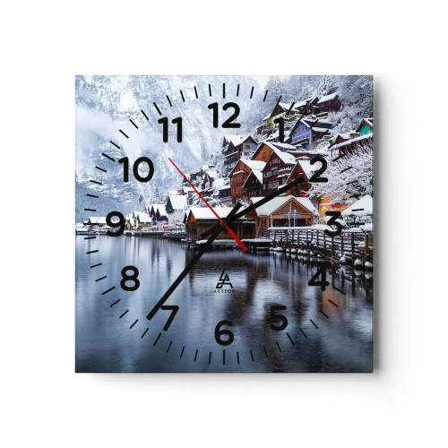 Väggklocka - Klocka på glas - I vinterns dräkt - 40x40 cm
