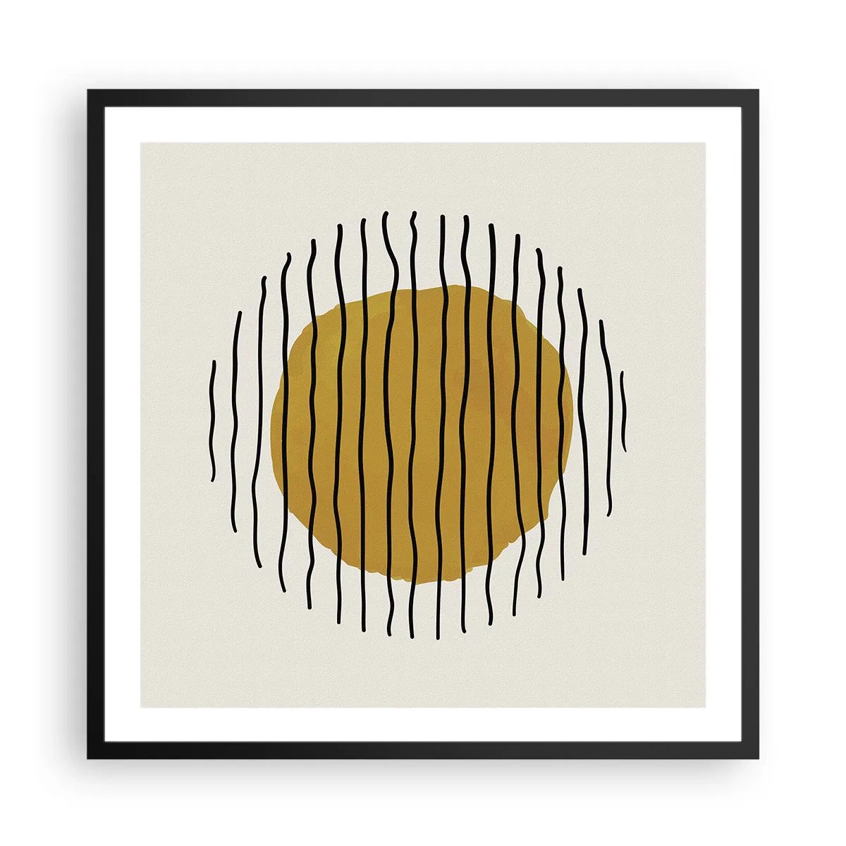 Affisch i svart ram - Abstraktion som darrar av glöd - 60x60 cm