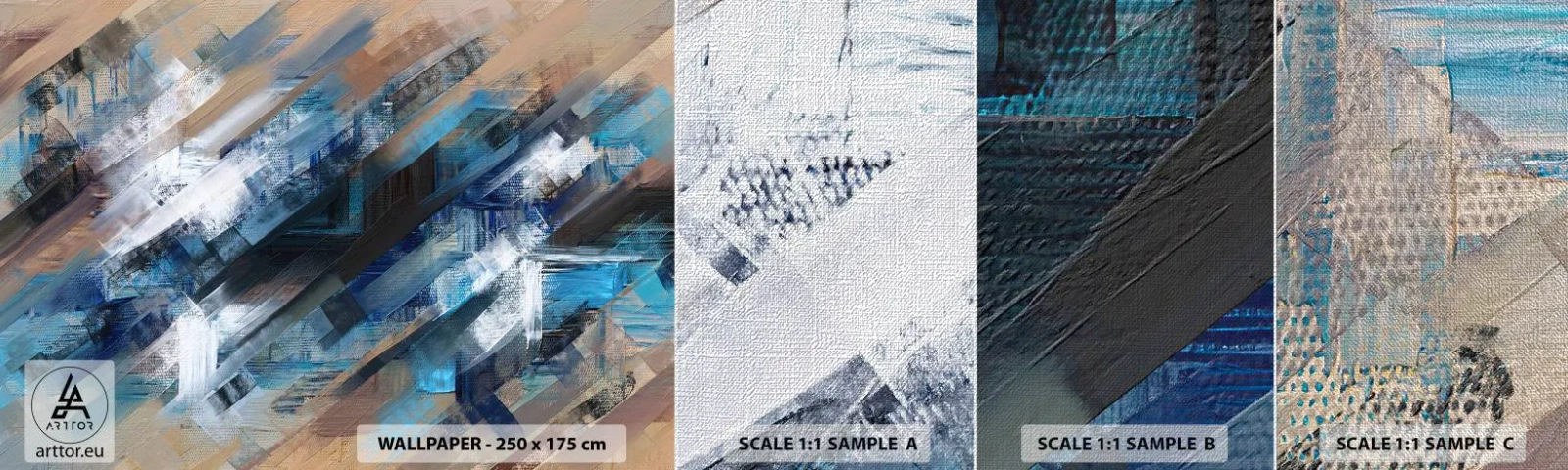 Provbit av fototapet Premium Canvas - På en blå sluttning - Bit, Abstraktion, Färger - 100x30 cm