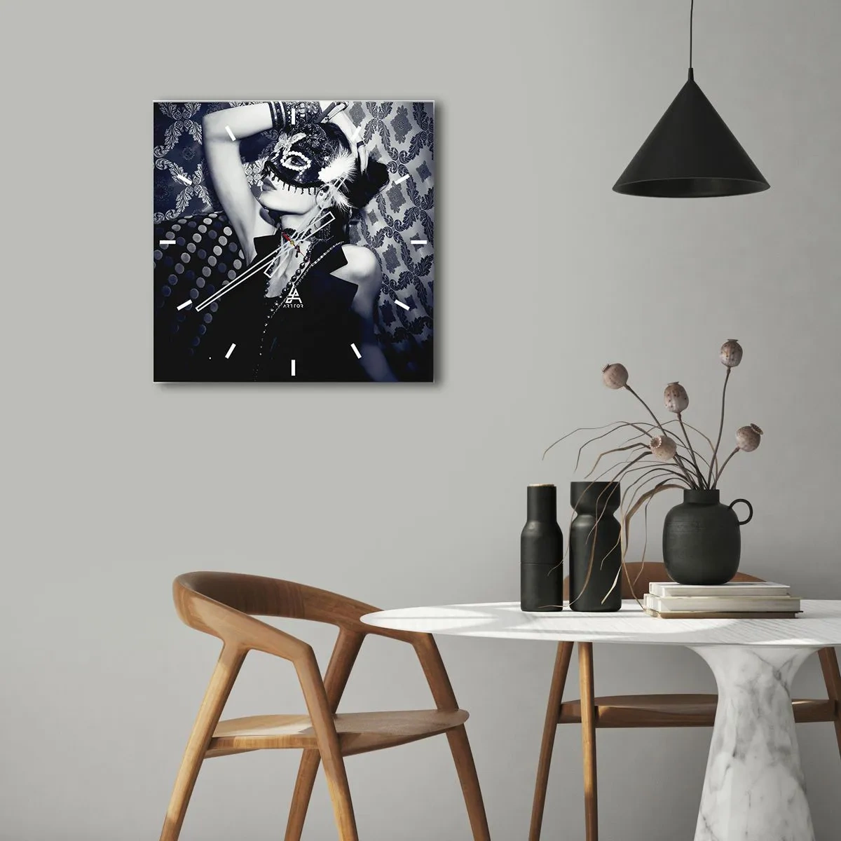 Väggklocka - Klocka på glas - Dekorationer, prydnader, nyanser... - 30x30 cm