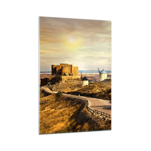 Glastavla - Bild på glas - Don Quixote kommer snart - 70x100 cm