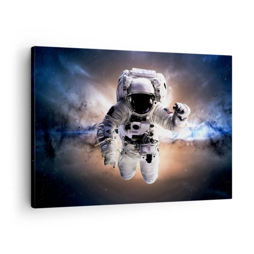 Canvastavla - Bild på duk - Astronaut i rymden - 70x50cm - Hälsningar från rymden - Modern väggdekoration för vardagsrum och sovrum ARTTOR