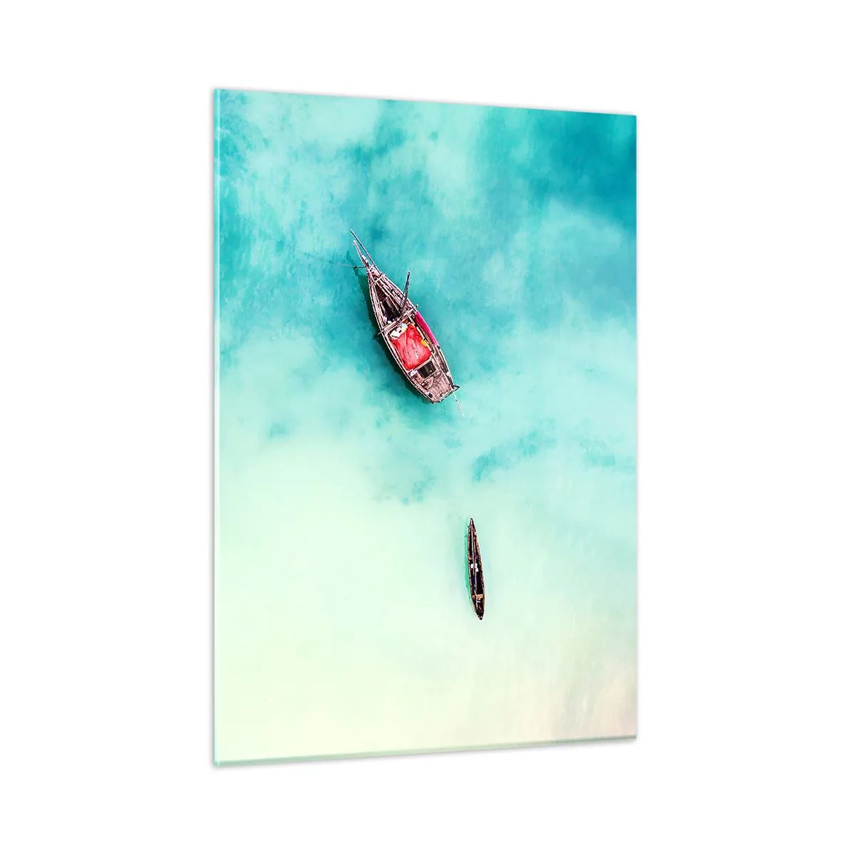 Glastavla - Bild på glas - Högvatten på stranden i Zanzibar… - 50x70 cm