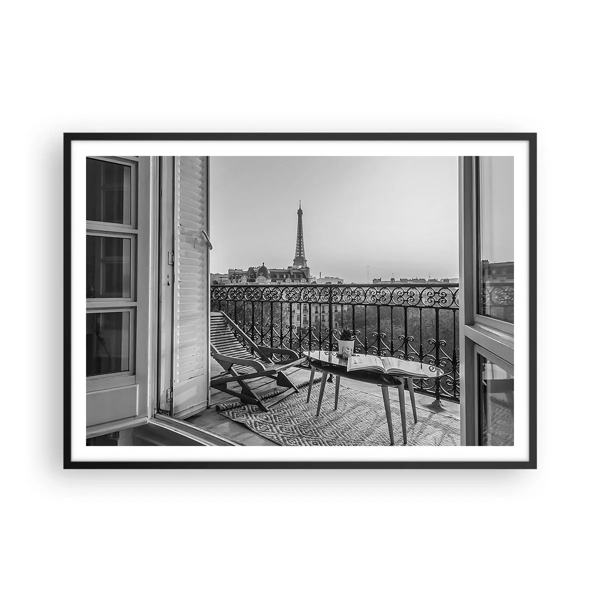 Affisch i svart ram - En eftermiddag i Paris - 100x70 cm