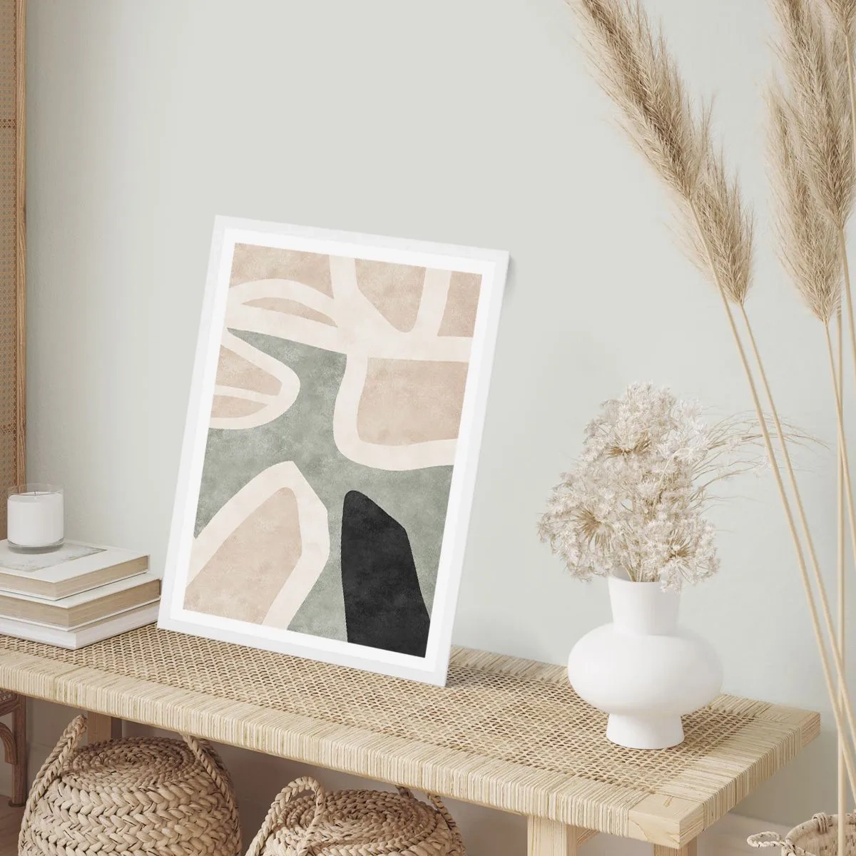 Affisch i vit ram - Komposition med svart motiv - 61x91 cm