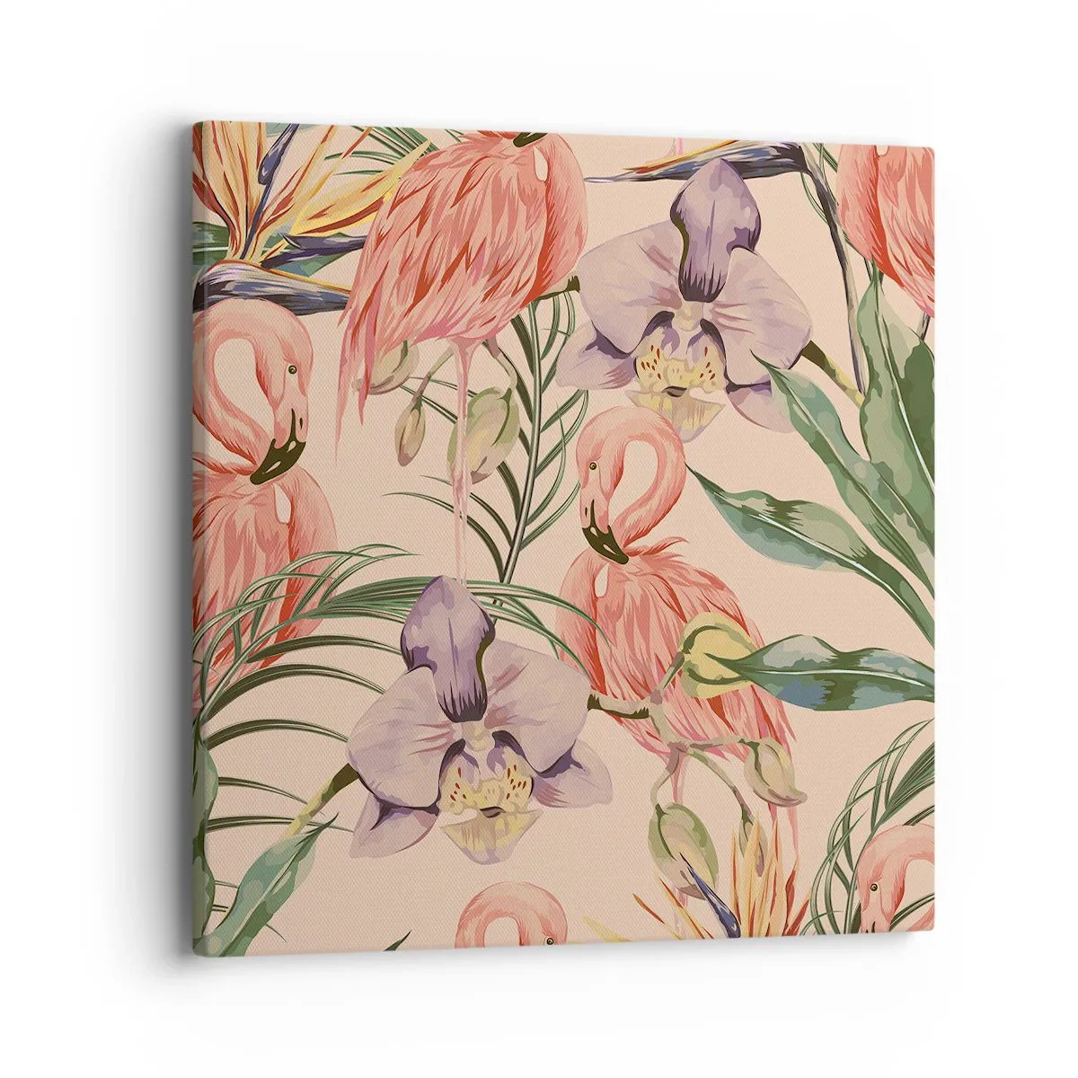 Canvastavla - Bild på duk - Rosa balett i blommor - 40x40 cm