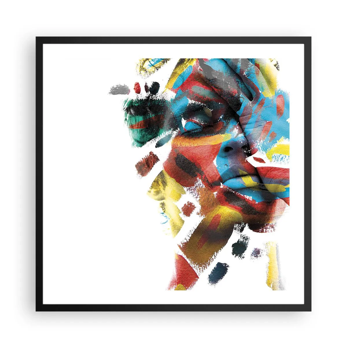 Affisch i svart ram - Färgrik personlighet - 60x60 cm