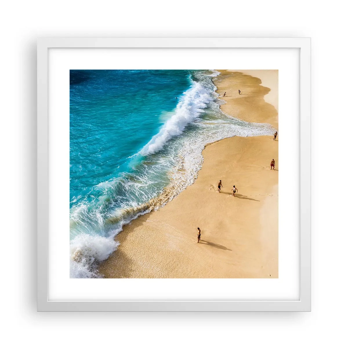 Affisch i vit ram - Och sedan solen, stranden... - 40x40 cm