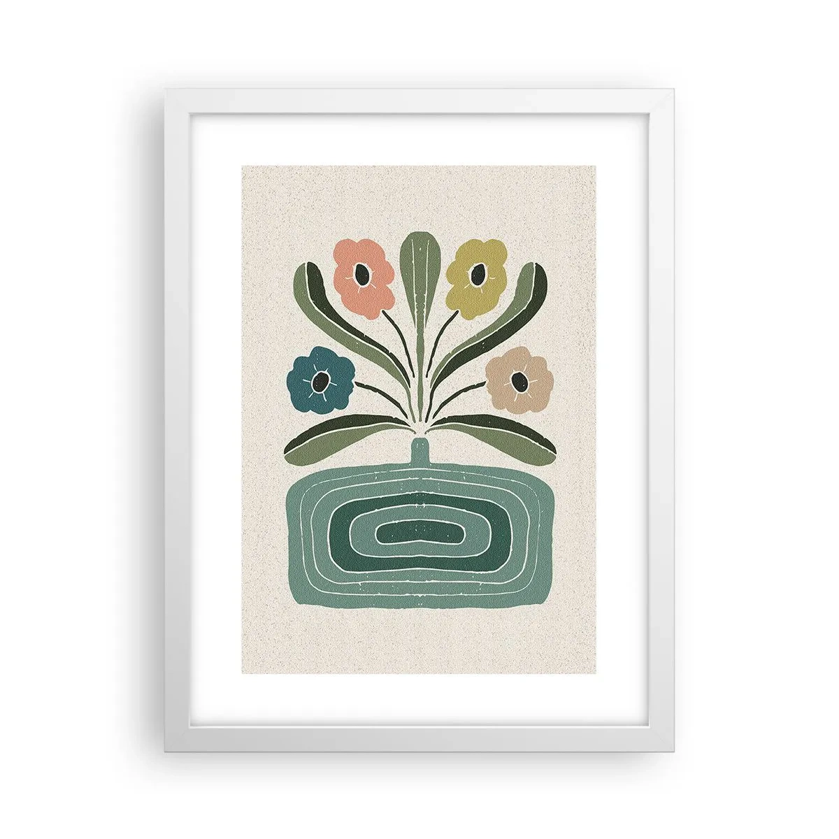 Affisch i vit ram - Symmetrisk bukett - 30x40 cm