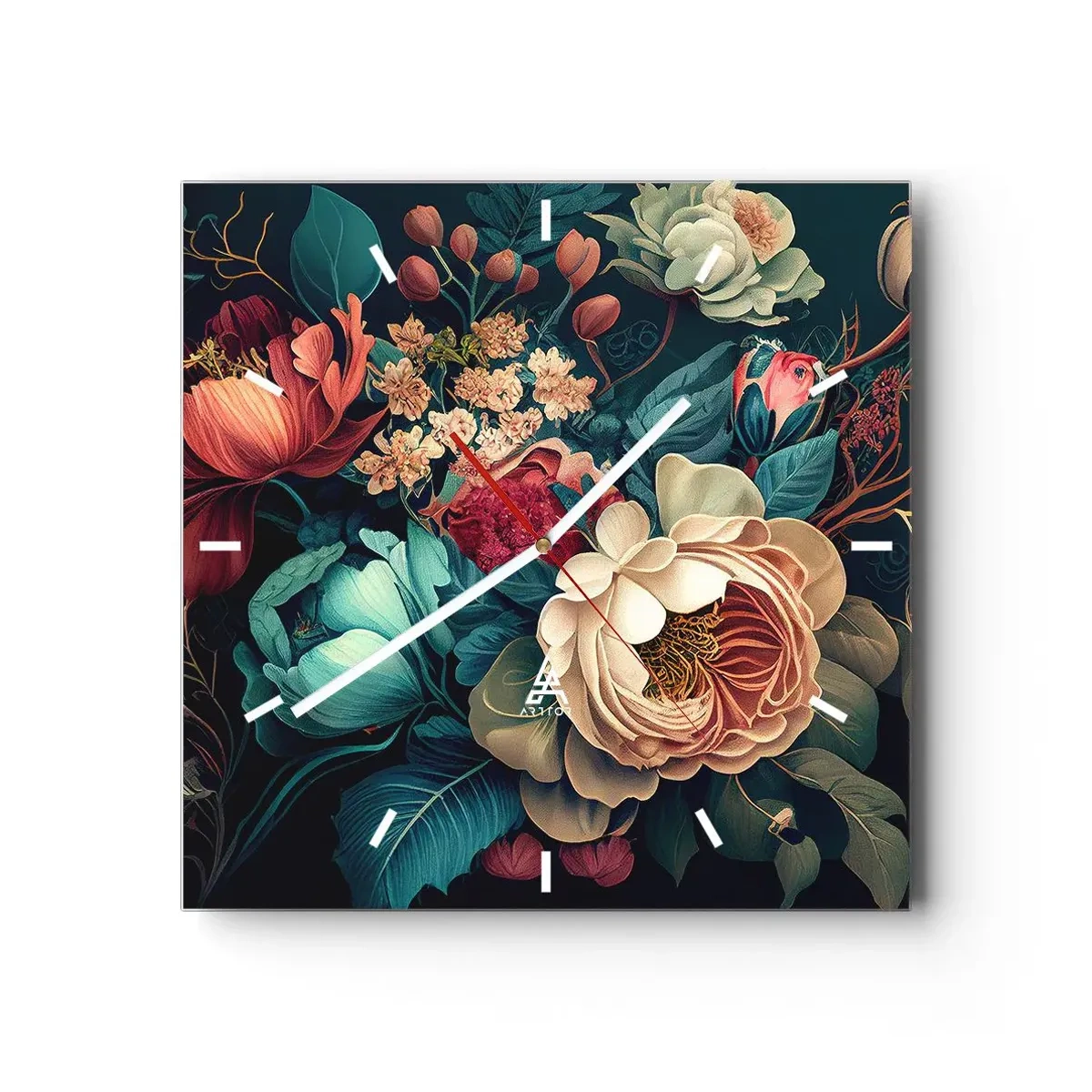 Väggklocka - Klocka på glas - Charm från 1800-talet - 30x30 cm