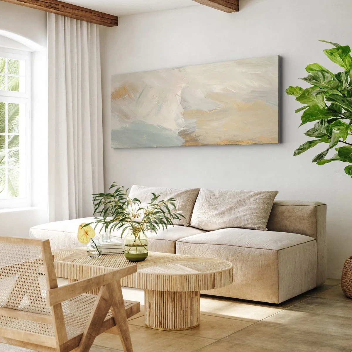 Canvastavla - Bild på duk - Abstraktion - ett land av mildhet - 90x30 cm