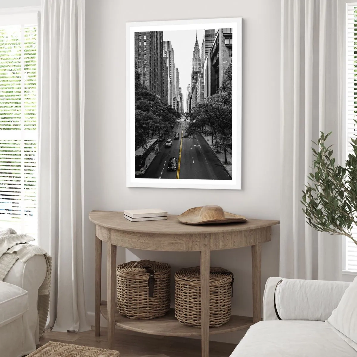 Affisch i vit ram - En morgon i New York - 70x100 cm