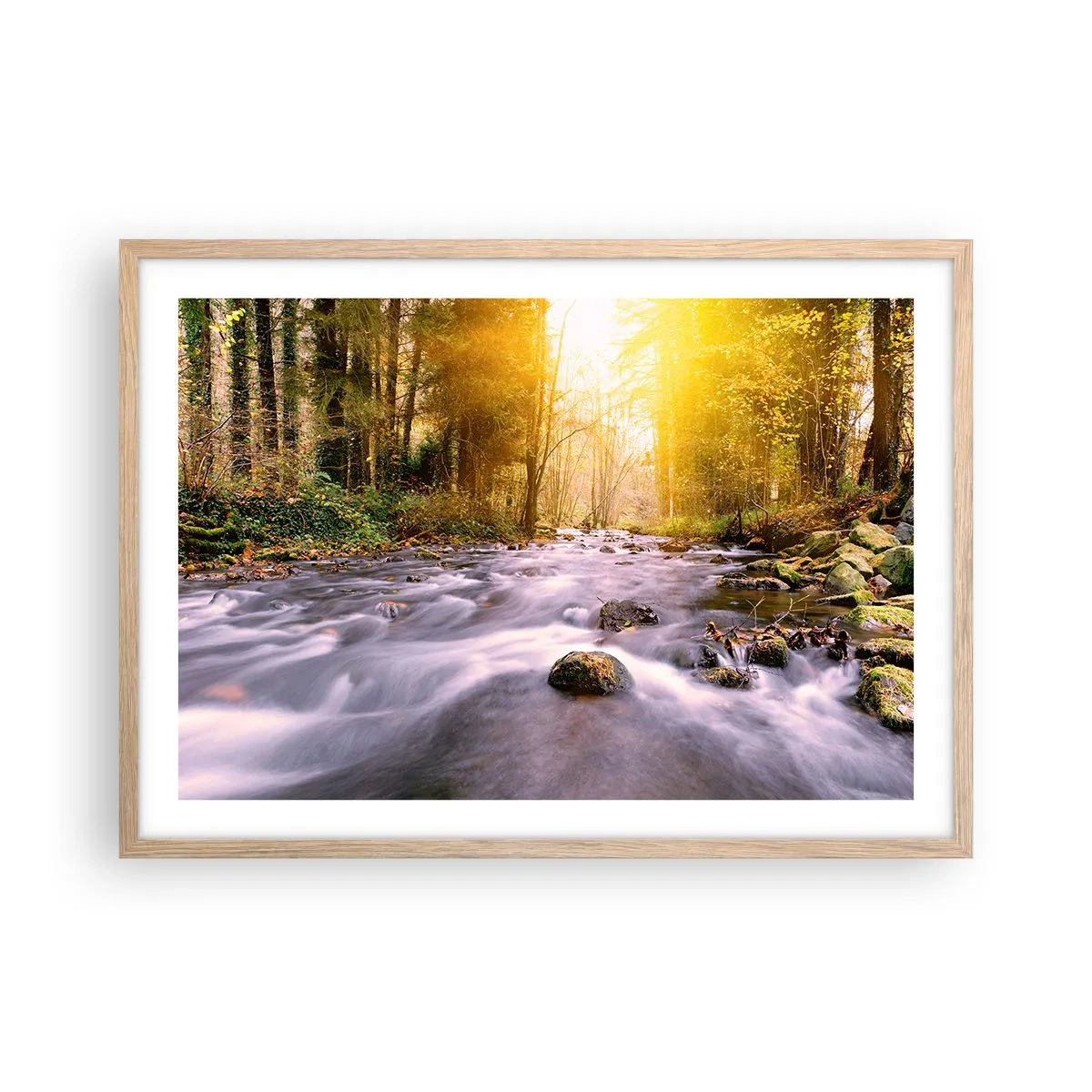 Affisch i ram av ljusek - Malakit i silver-guld infattning - 70x50 cm
