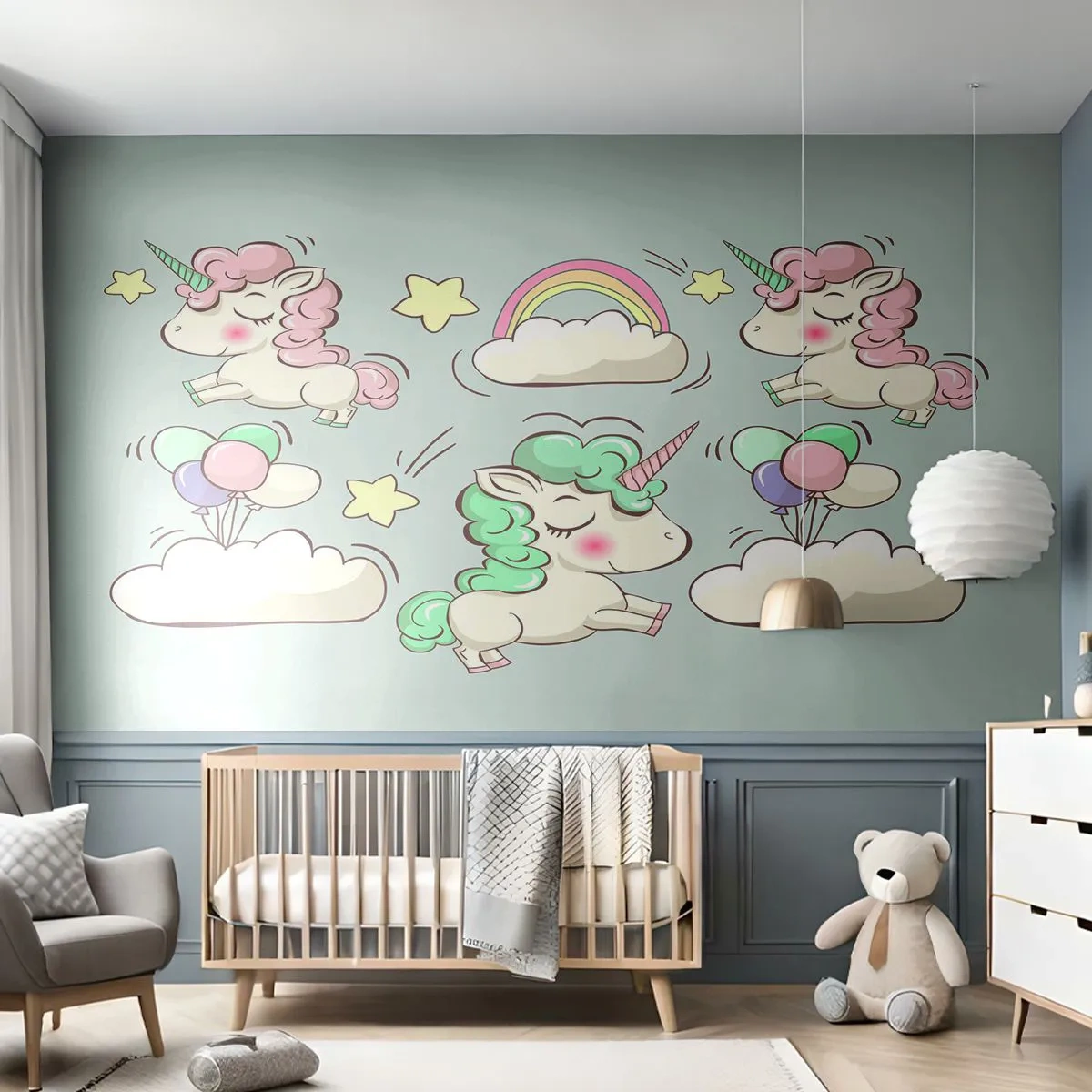 Självhäftande Fototapet Deluxe Sticker - De existerar säkert... - För barn, Enhörning, Saga - 250x175 cm