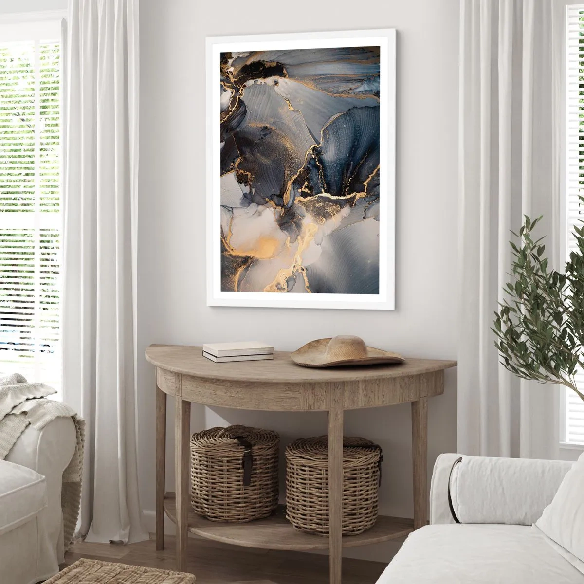 Affisch i vit ram - En stens liv - 70x100 cm