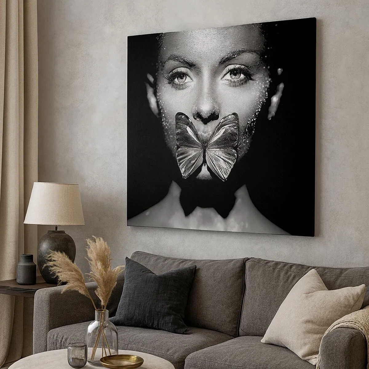 Canvastavla - Bild på duk - Fjärilkyss - 30x30 cm