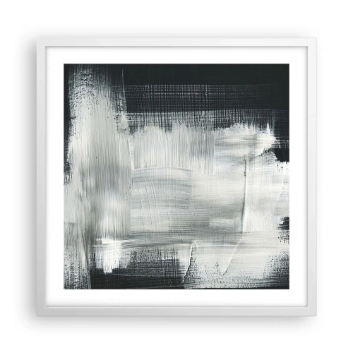 Affisch i vit ram - Vävd av det vertikala och horisontella - 50x50 cm