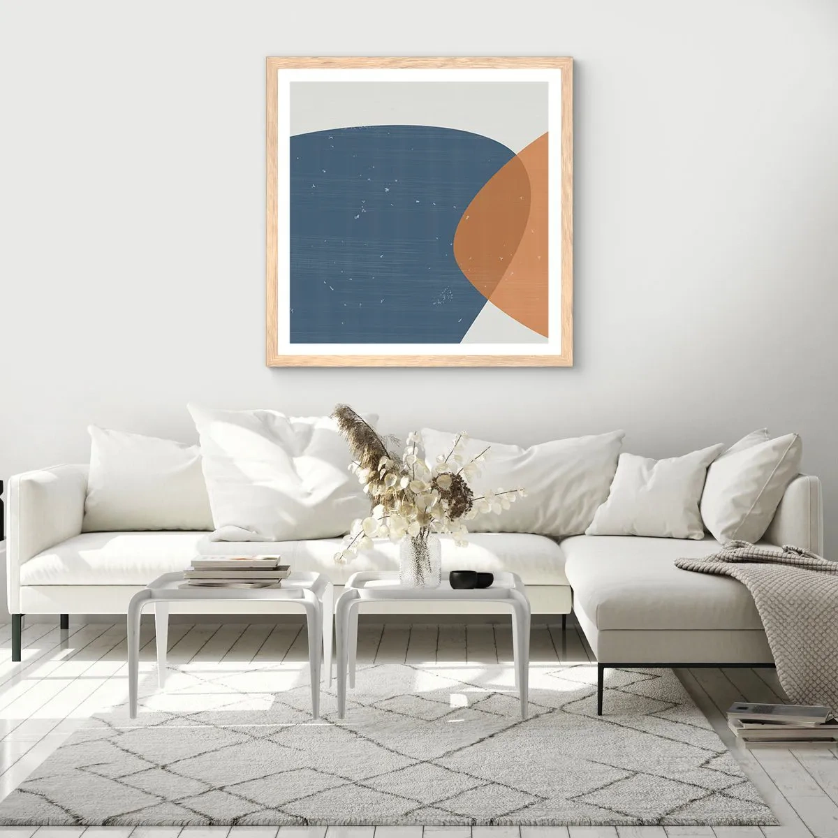 Affisch i ram av ljusek - Ovaler och influenser - 60x60 cm