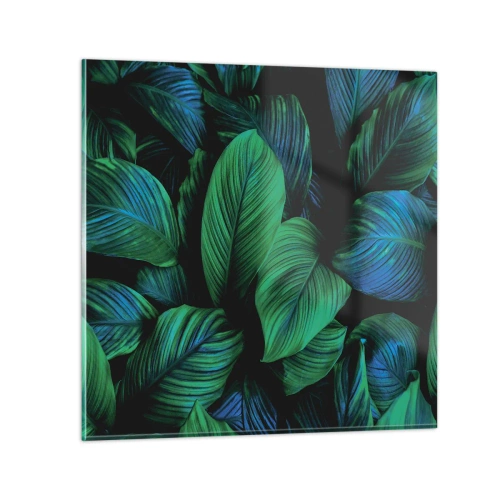 Glastavla - Bild på glas - I gröna folkmassan - 70x70 cm