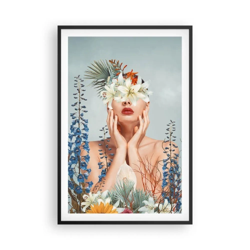 Affisch i svart ram - Kvinna - blomma - 61x91 cm