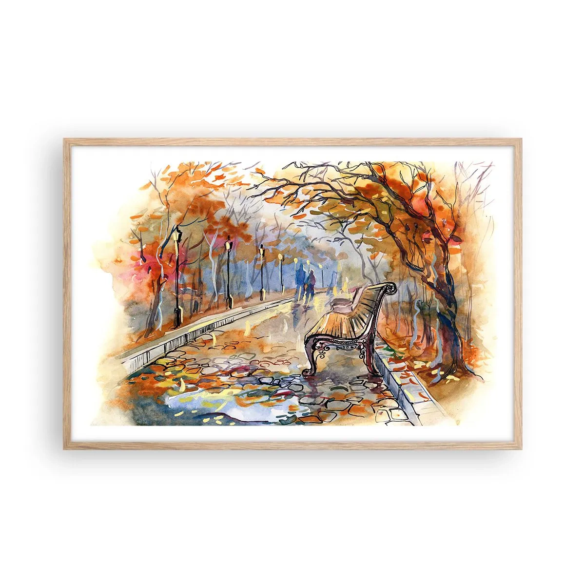Affisch i ram av ljusek - Vandra tillsammans mot hösten - 91x61 cm
