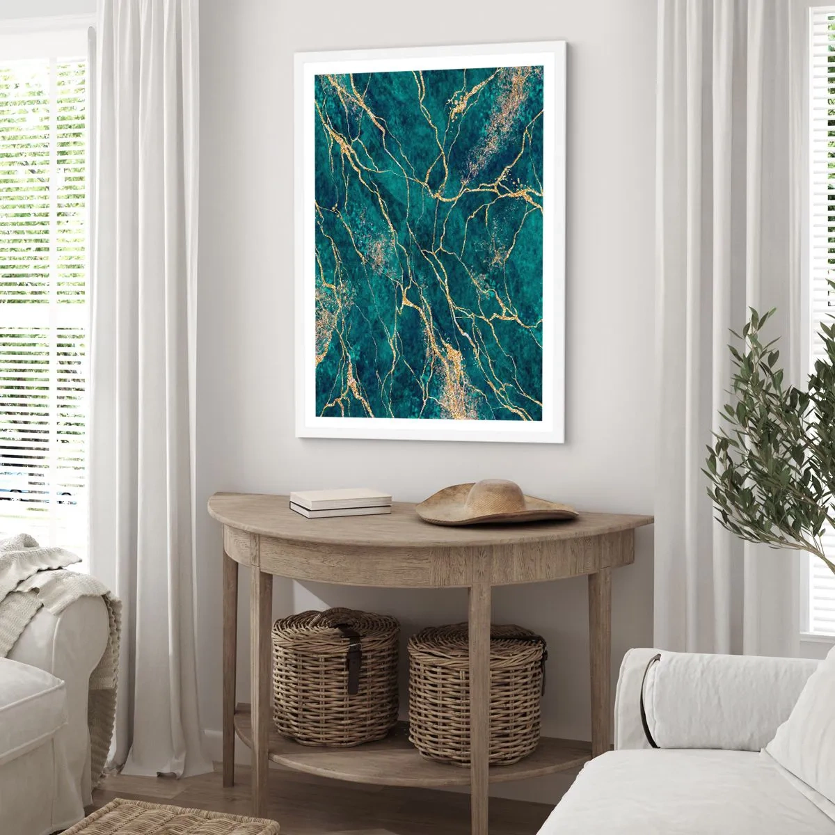 Affisch i vit ram - Guldåder - 50x70 cm