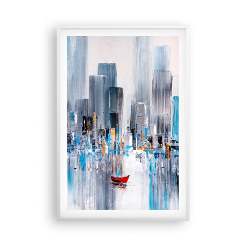 Affisch i vit ram - Metropolis vid bukten - 61x91 cm