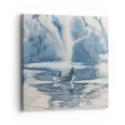 Canvastavla - Bild på duk - Sportfiskare i sitt paradis - 40x40 cm