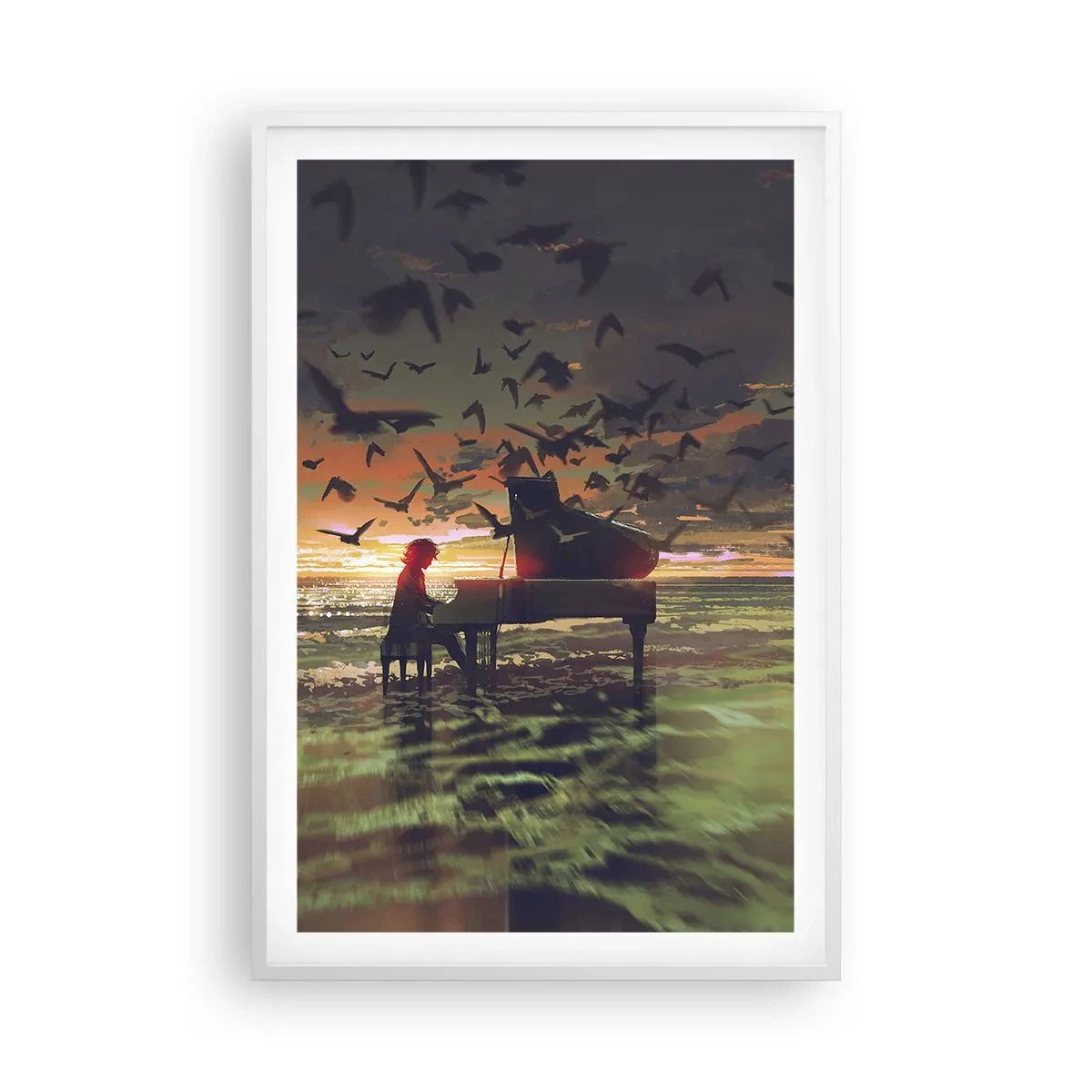Affisch i vit ram - Konsert för piano och vågor - 61x91 cm