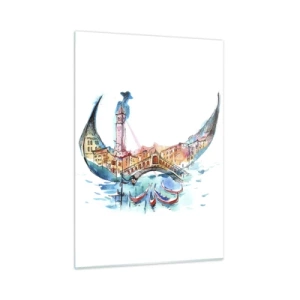 Glastavla - Bild på glas - Vi flyter genom staden - 50x70 cm