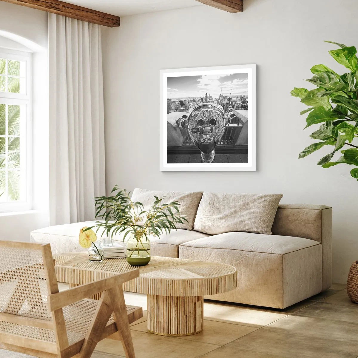 Affisch i vit ram - Stad över städerna - 30x30 cm