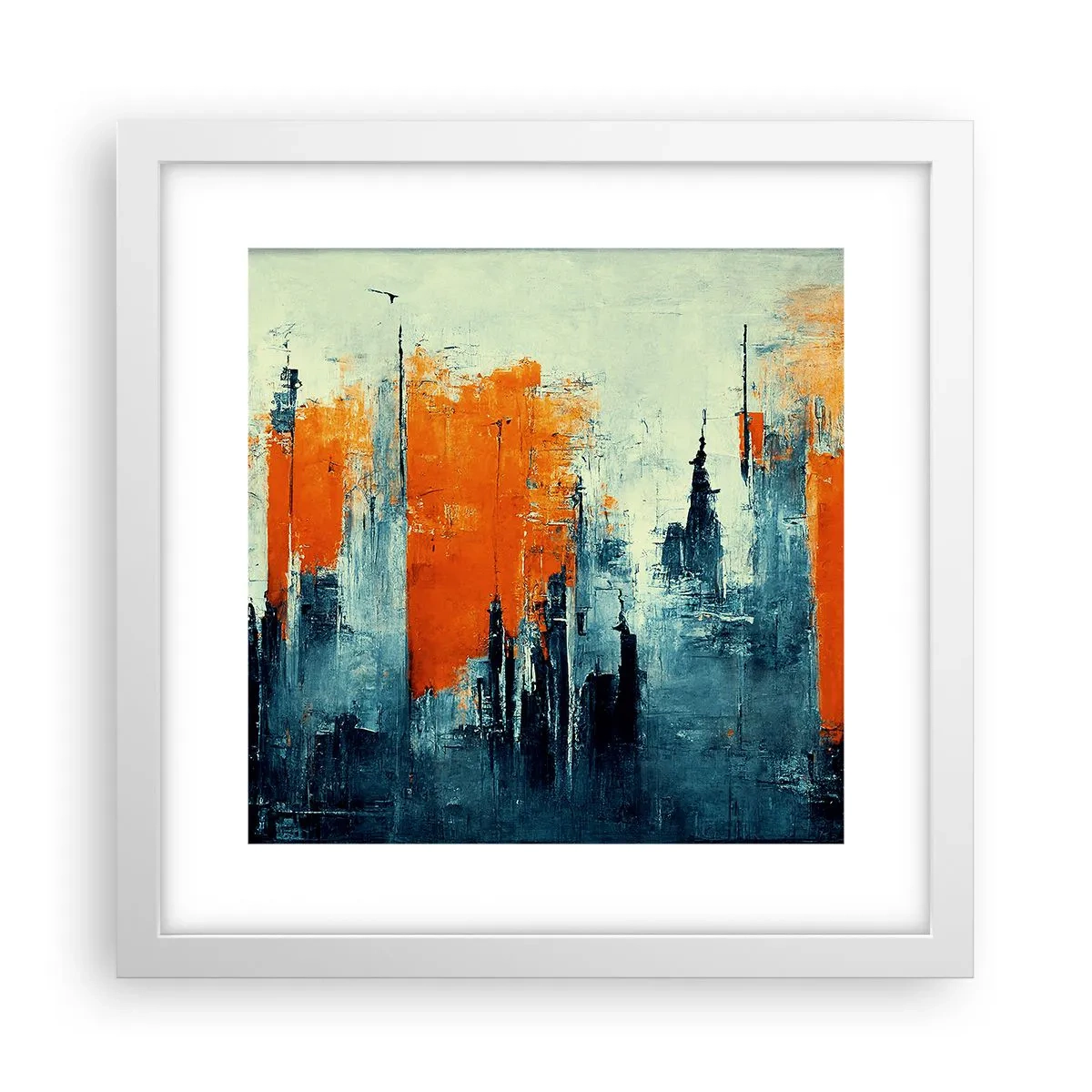 Affisch i vit ram - Modernt landskap - 30x30 cm