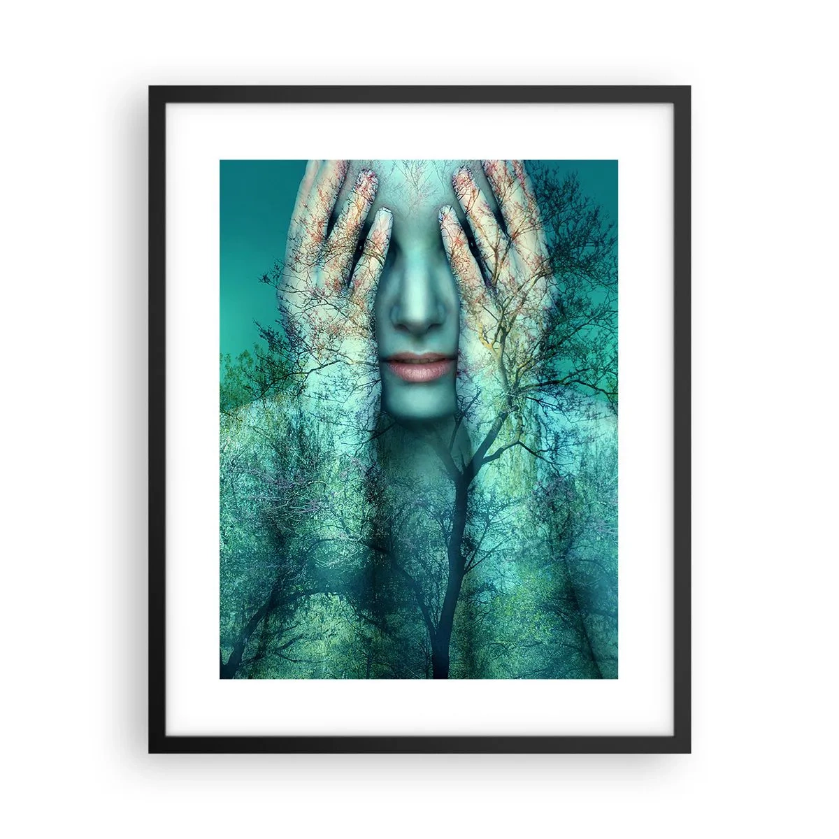 Affisch i svart ram - Doppad i blått - 40x50 cm