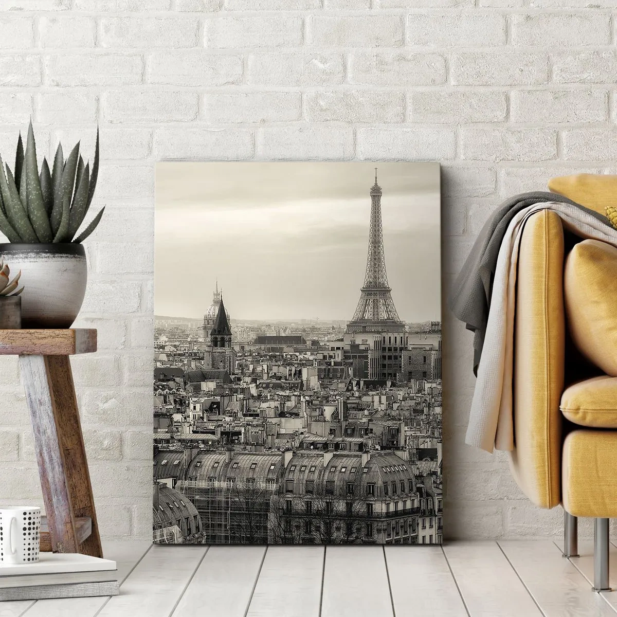Canvastavla - Bild på duk - Över Paris tak - 50x70 cm