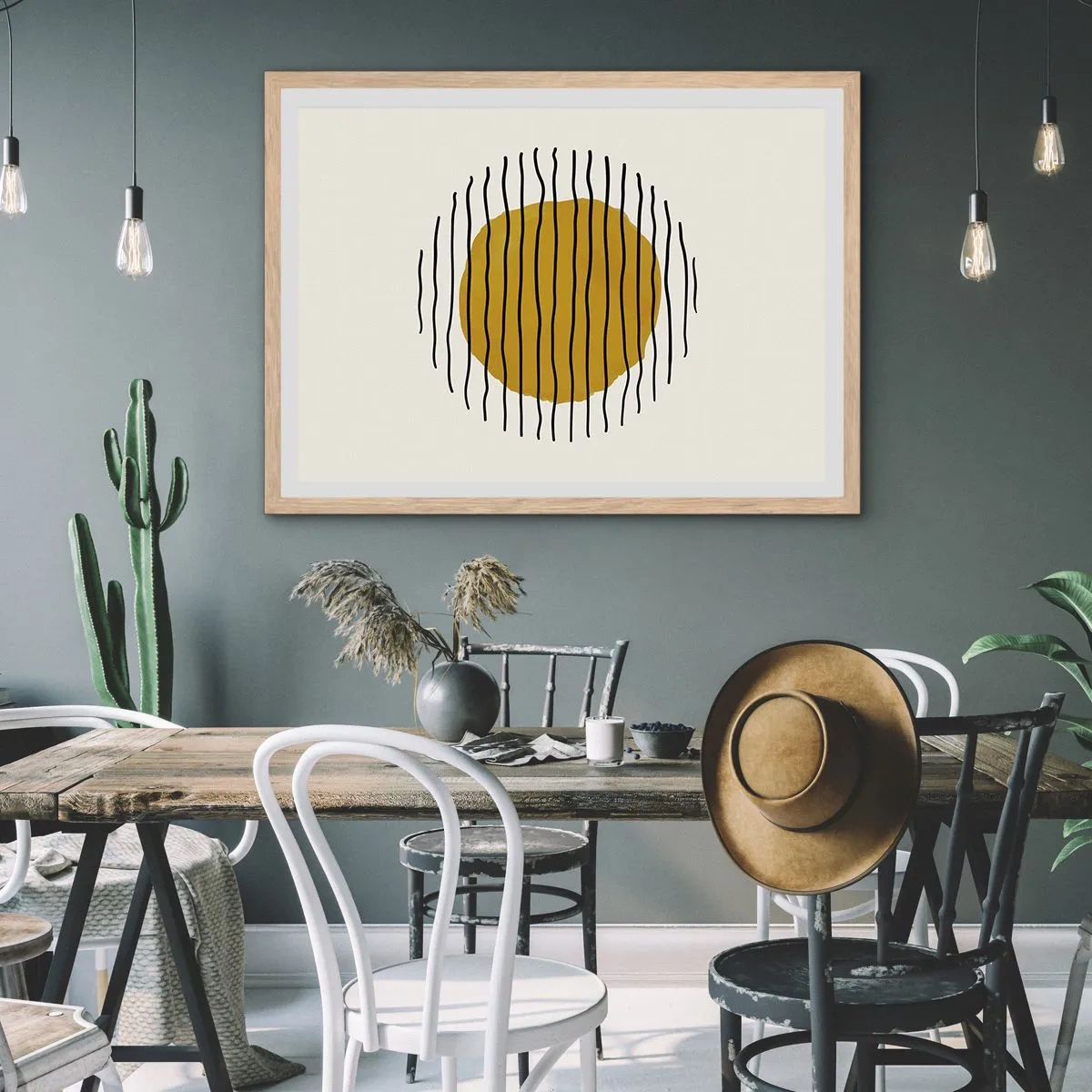 Affisch i ram av ljusek - Abstraktion som darrar av glöd - 70x50 cm