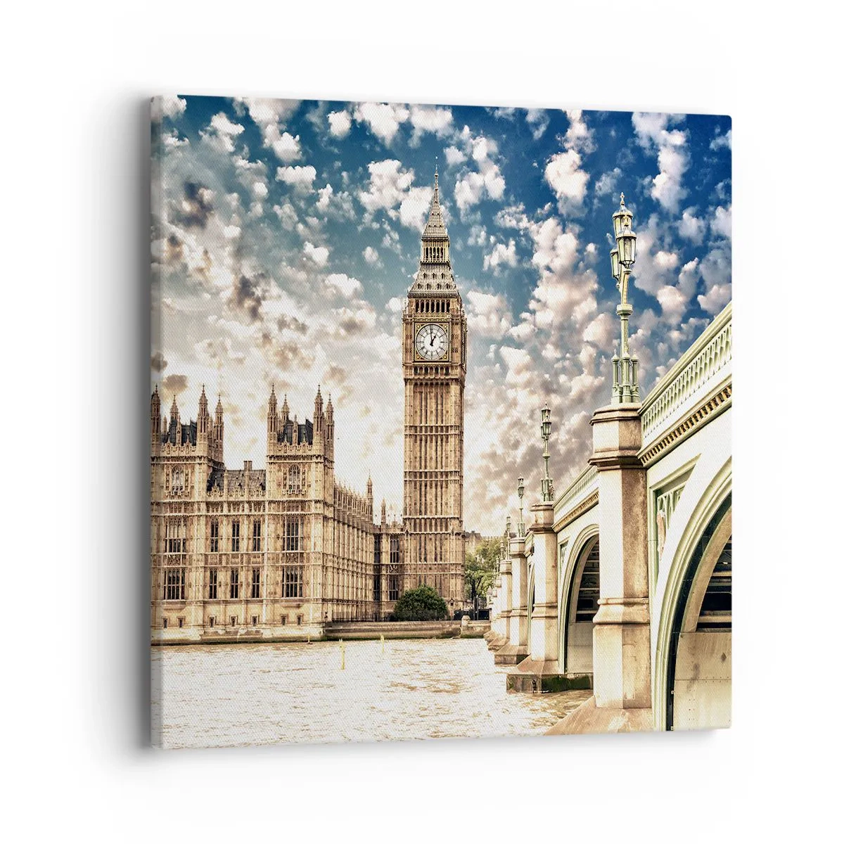 Canvastavla - Bild på duk - Moln över Thames - 40x40 cm