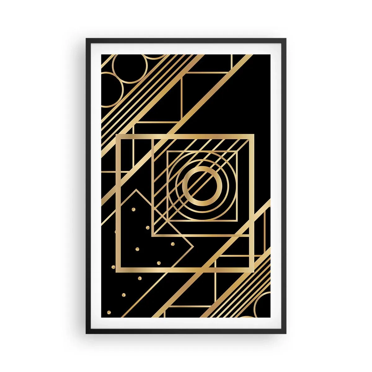 Affisch i svart ram - Gyllene geometri - 61x91 cm