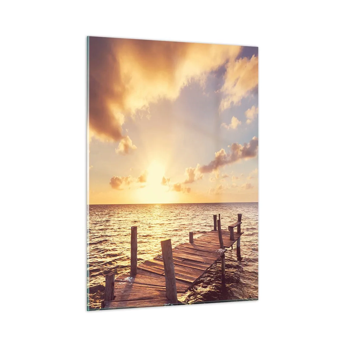 Glastavla - Bild på glas - Gyllene mildhetslandskap - 50x70 cm