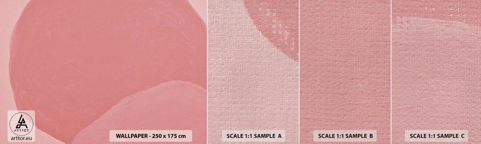 Provbit av fototapet Premium Canvas - Organisk komposition i rosa - Pastell, Former, Minimalistisk - 100x30 cm