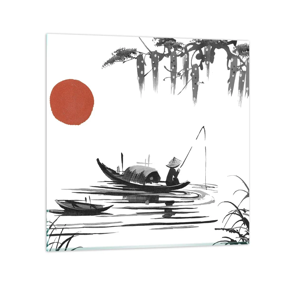 Glastavla - Bild på glas - Asiatisk eftermiddag - 30x30 cm