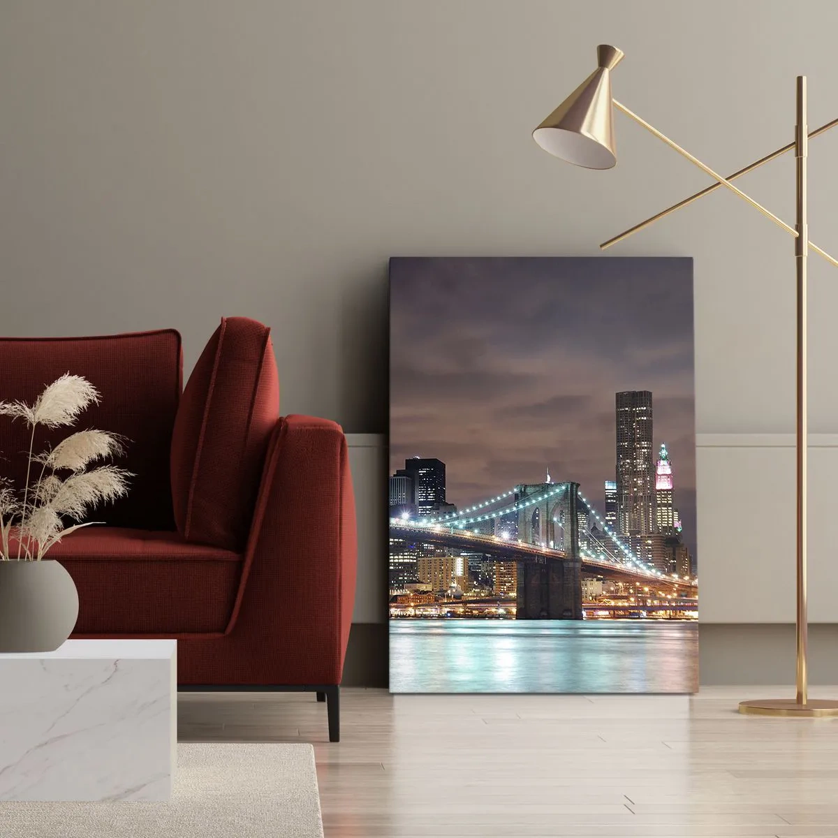 Canvastavla - Bild på duk - Storstadens ljus - 50x70 cm