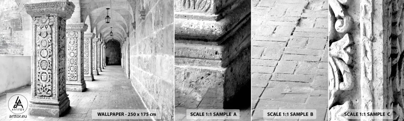 Fototapet Prov Standard Eco - Och vart tar det vägen? - Arkitektur, Bit, Svartvitt - 100x30 cm