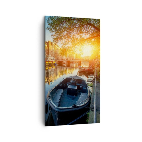 Canvastavla - Bild på duk - En morgon i Amsterdam - 45x80 cm