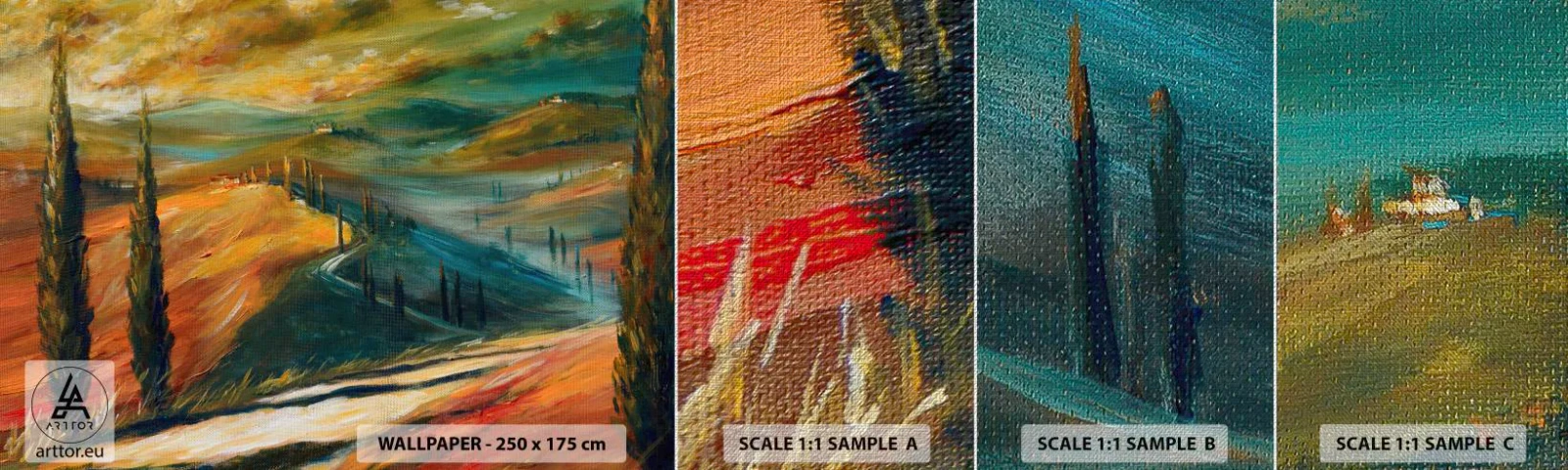 Provbit av fototapet Premium Canvas - Toskanskt landskap - Landskap, Toscana, Resor - 100x30 cm