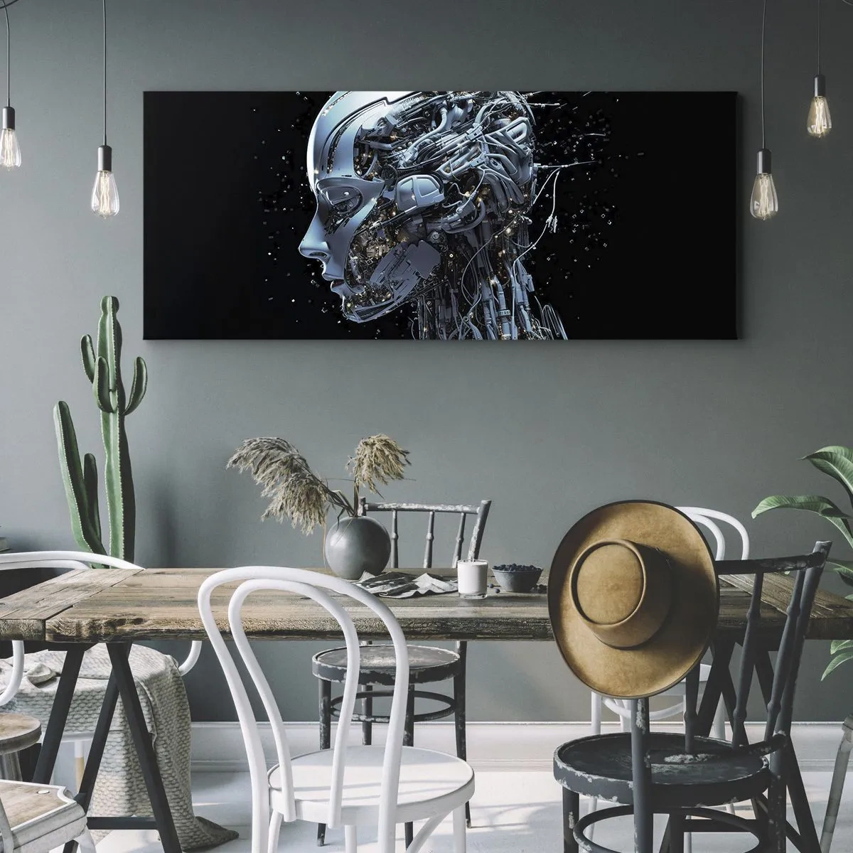 Canvastavla - Bild på duk - Teknik är en kvinna - 100x40 cm