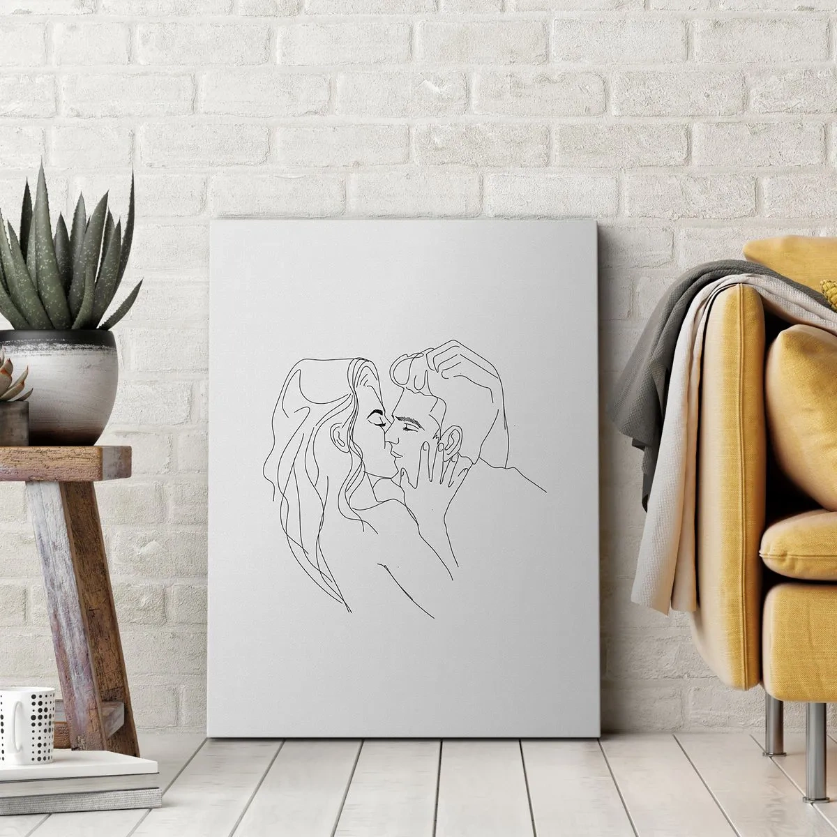 Canvastavla - Bild på duk - Med samma streck - 55x100 cm