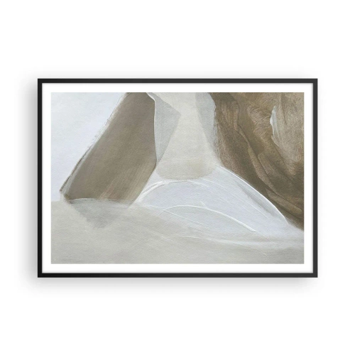Affisch i svart ram - Våg av vitt - 100x70 cm