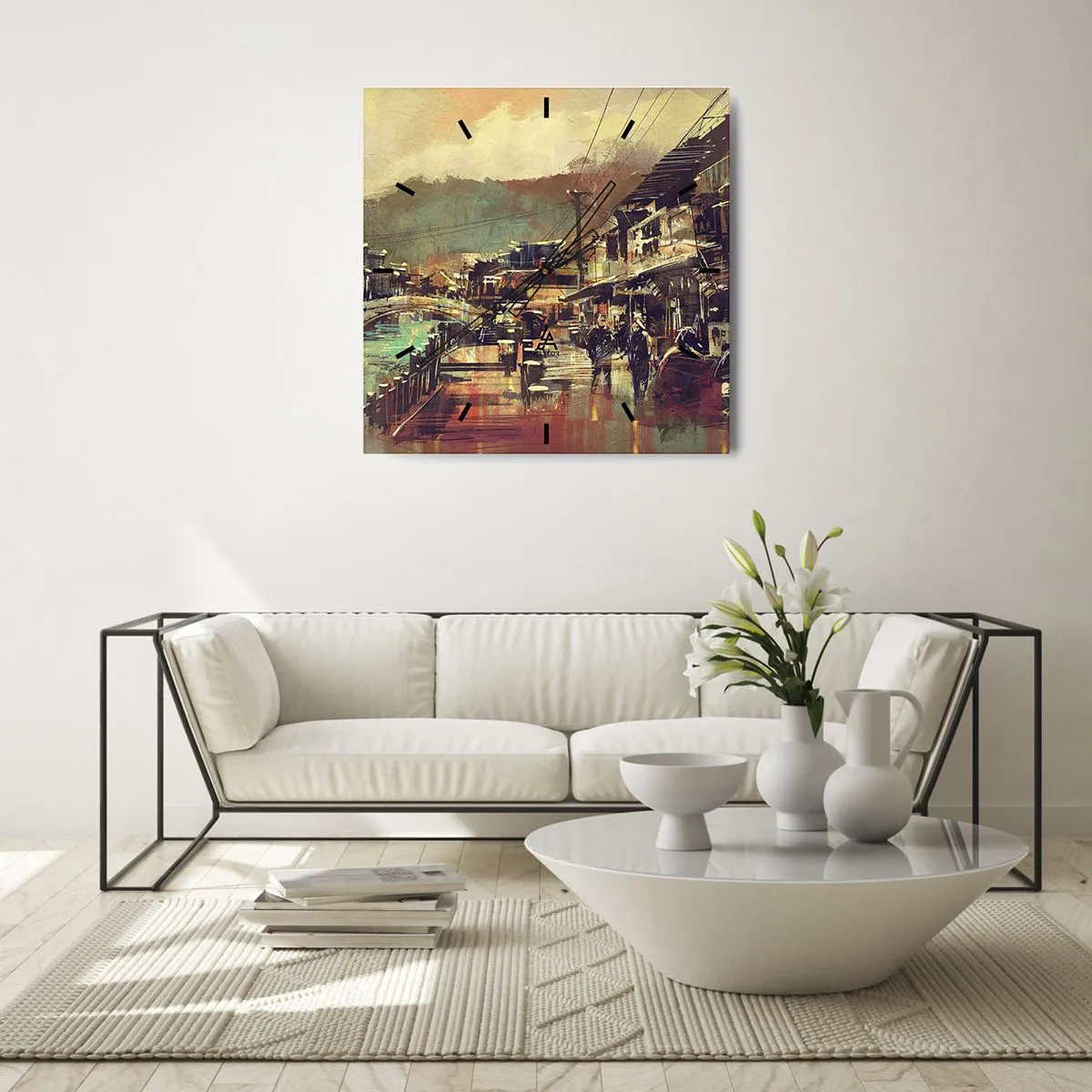 Väggklocka - Klocka på glas - Livet som gråskalans rikedom - 30x30 cm