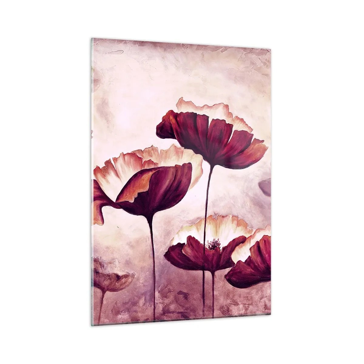 Glastavla - Bild på glas - Röd och vit flinga - 50x70 cm