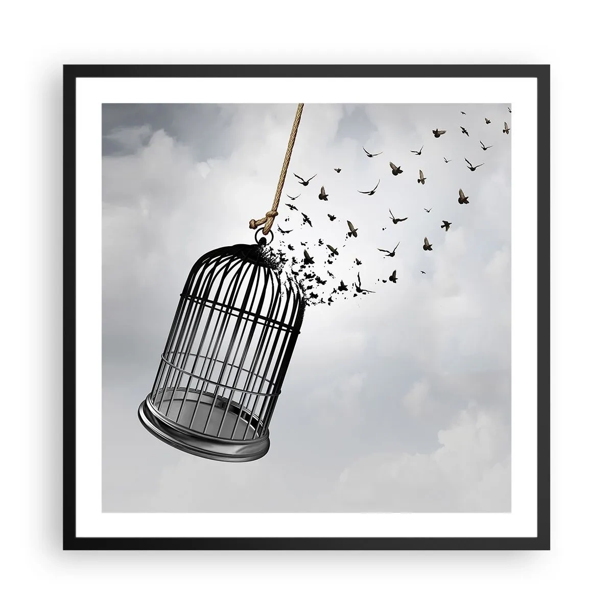 Affisch i svart ram - Tro...Hopp...Frihet! - 60x60 cm